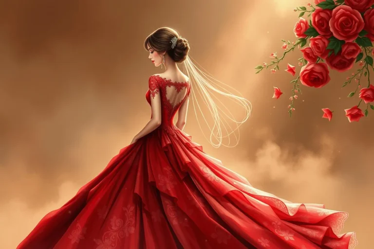 Dream Of Getting A Red Flowered Gown