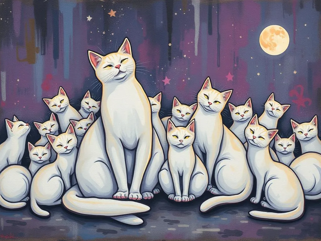 Dreaming Of Many White Cats Sitting