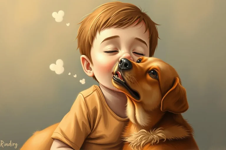 The Child Dreamed Of A Dog Licking Him