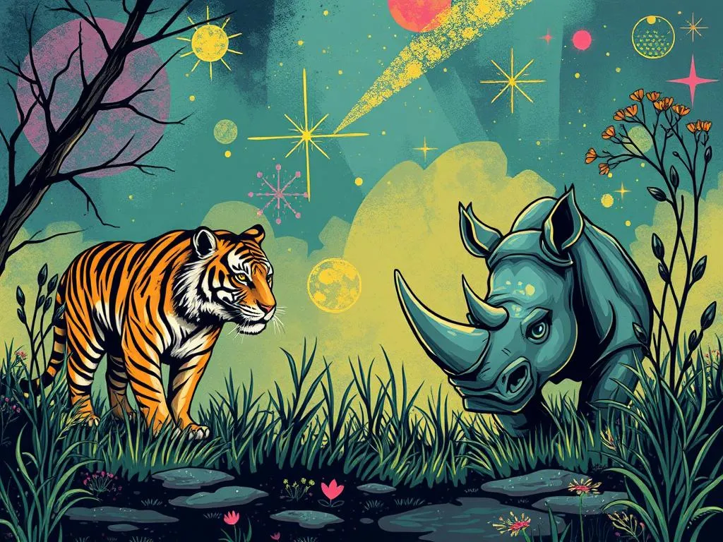 Tiger And Rhino Dream